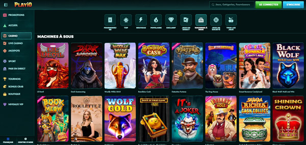 toutes les catégories de machine à sous sont représentées playio