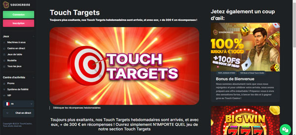 débloquez des récompenses hebdomadaires touch casino