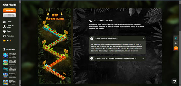 programme vip cashwin casino