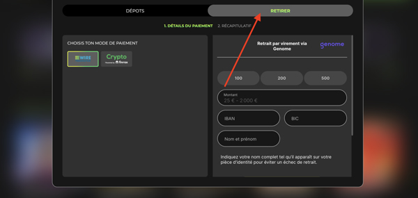 retrait sur space fortuna