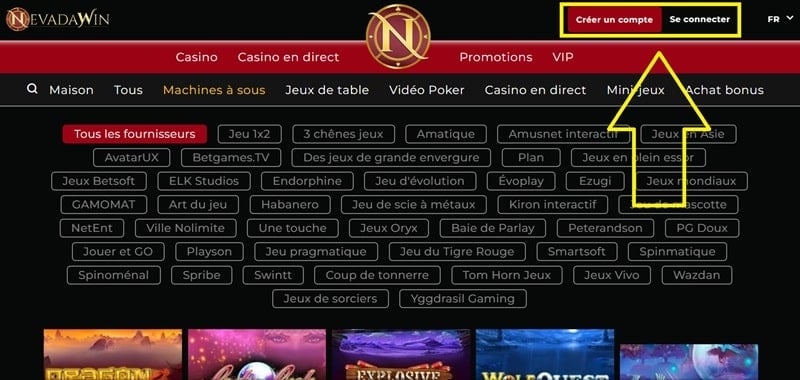 Nevada Win étape 1 réclamer un code promo