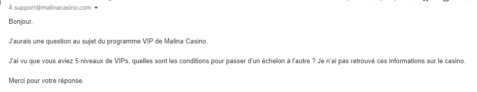 service client malina casino