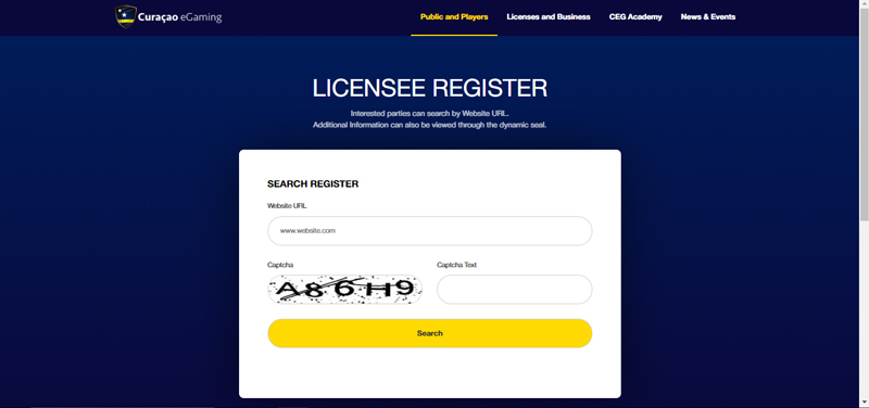 Vérification licence Curaçao