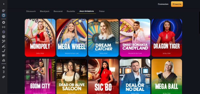 Capture d'écran des jeux TV sur Instant Casino