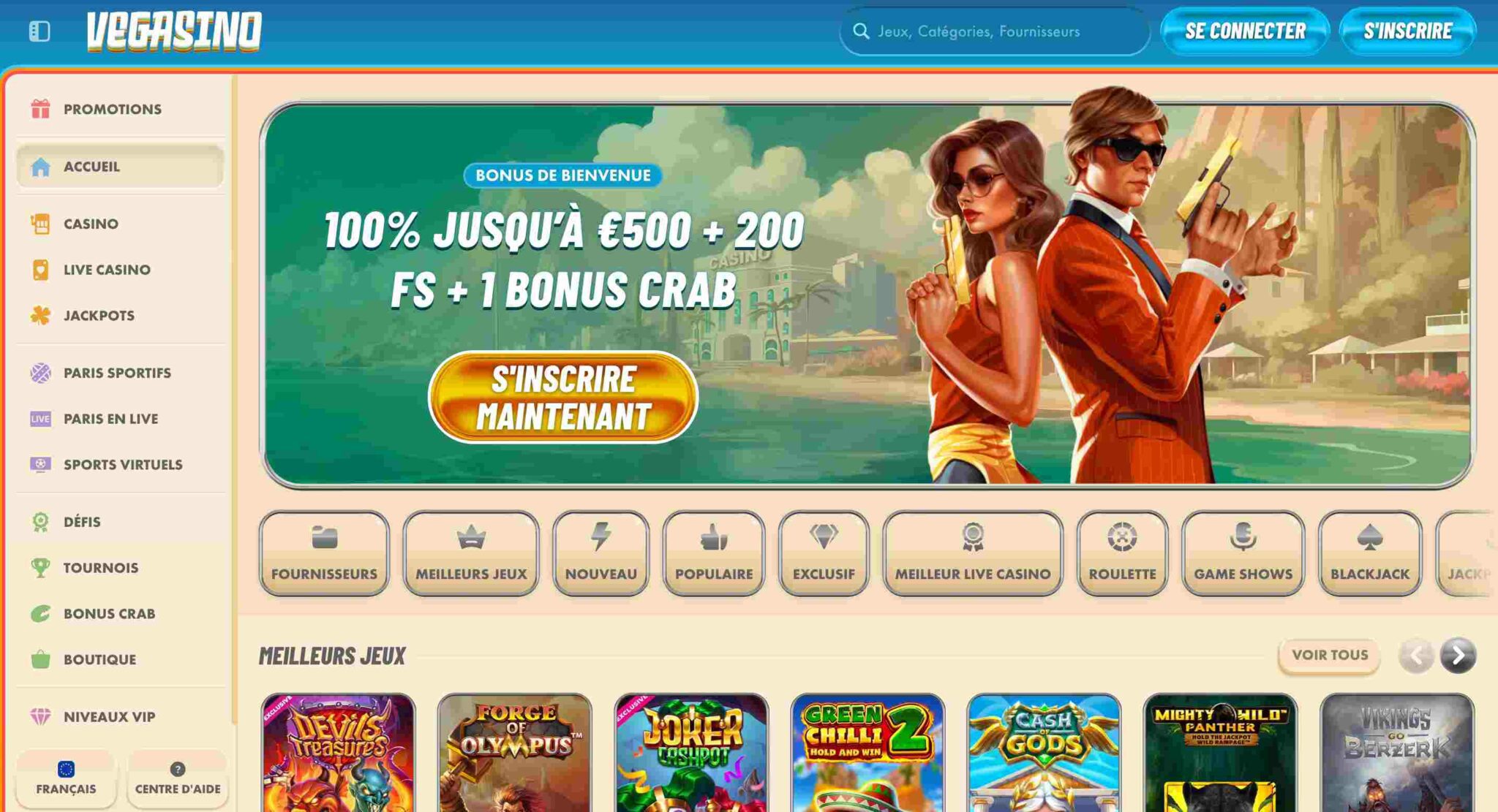 accueil vegasino