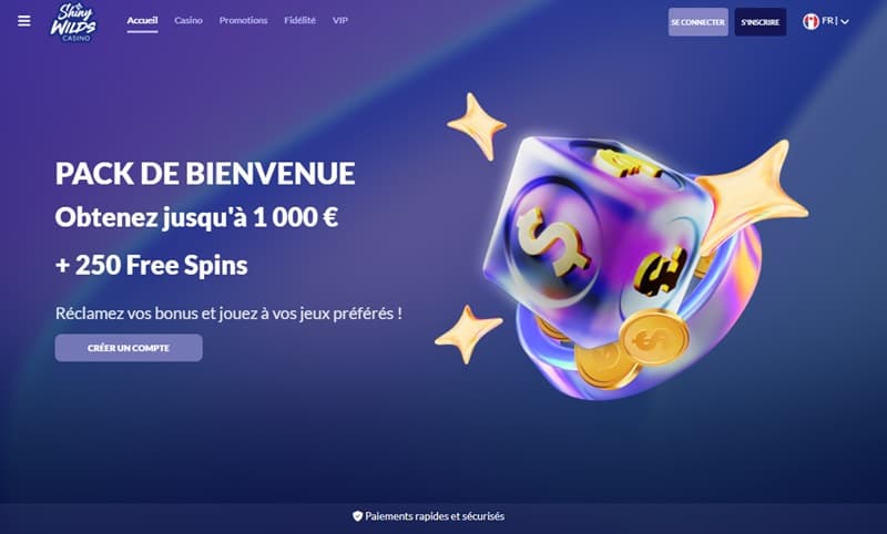 Bonus de bienvenue Skiny Wilds Casino