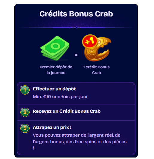 capture d'écran bonus crab genieplay casino