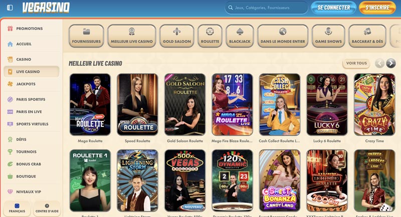 vivez une experience unique avec de vrais croupiers vegasino