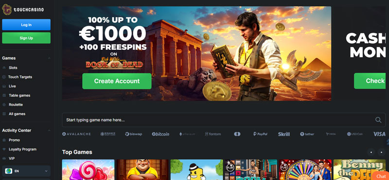 d'accueil touch casino