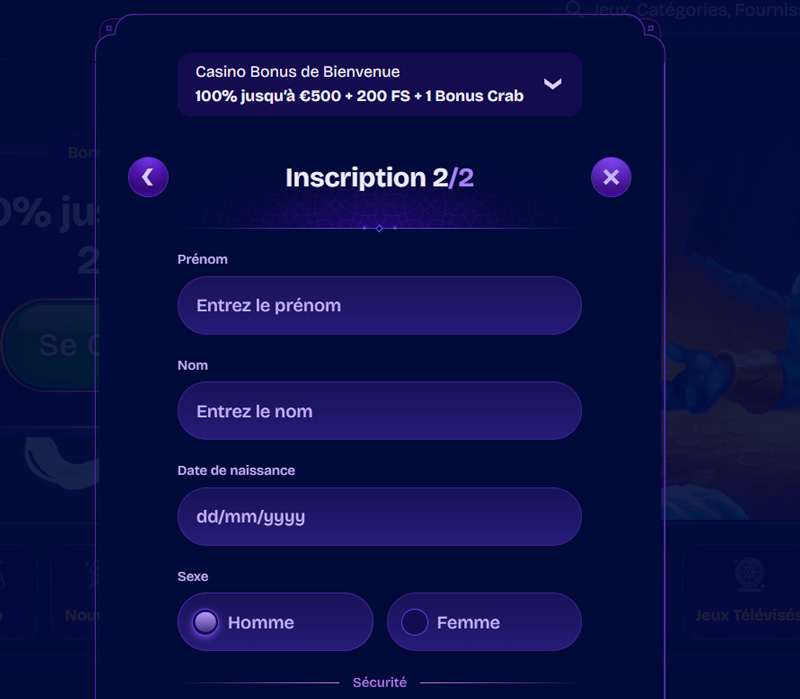 inscription étape 4 genieplay casino