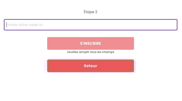 Capture d'écran inscription étape 3 Zinka Casino
