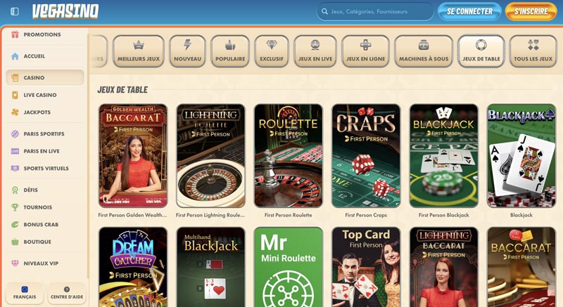 une ludothèque riche en jeux de table vegasino