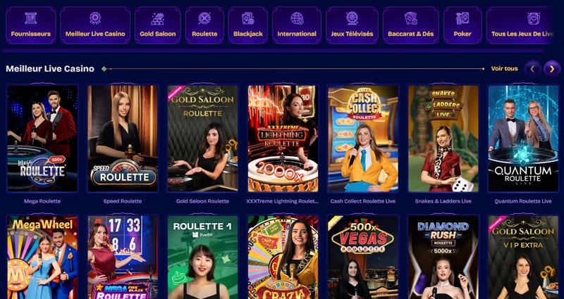 un catalogue bien fourni en jeux de casino live genieplay casino