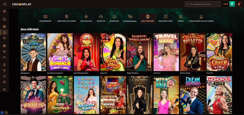 crown play casino les jeux télévisés