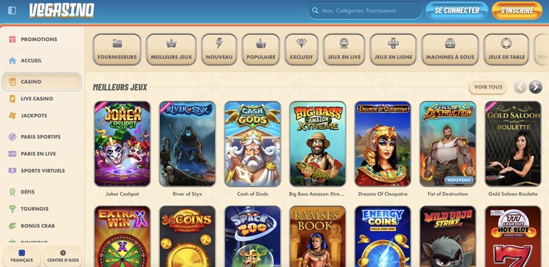 vegasino casino dispose d'une collection de jeux très diversifiée