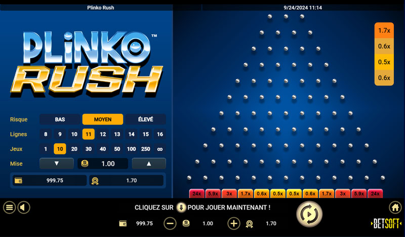 mini jeux plinko rush de betsoft genieplay casino