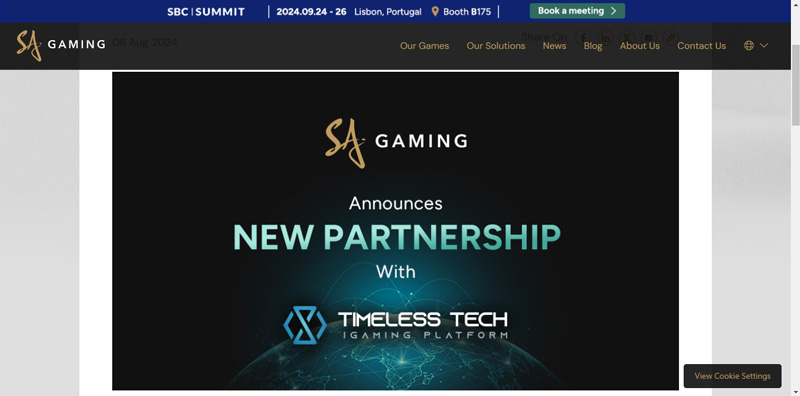 sa gaming son partenariat avec timeless tech