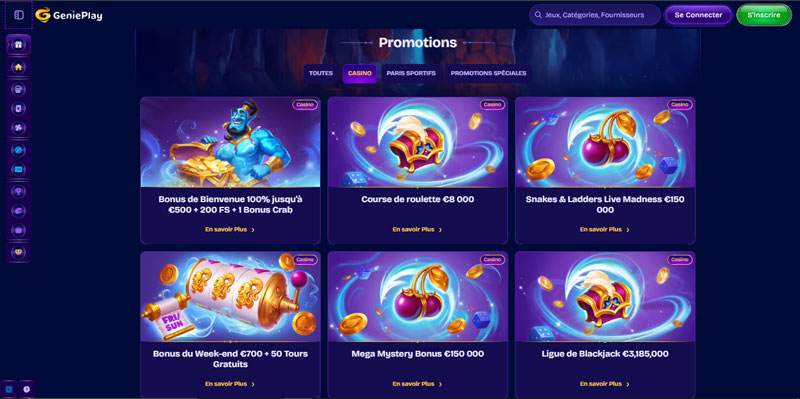 les promotions ne sont pas rares sur genieplay casino