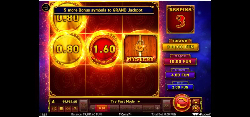 Capture d'écran de la machine à sous 9Coins