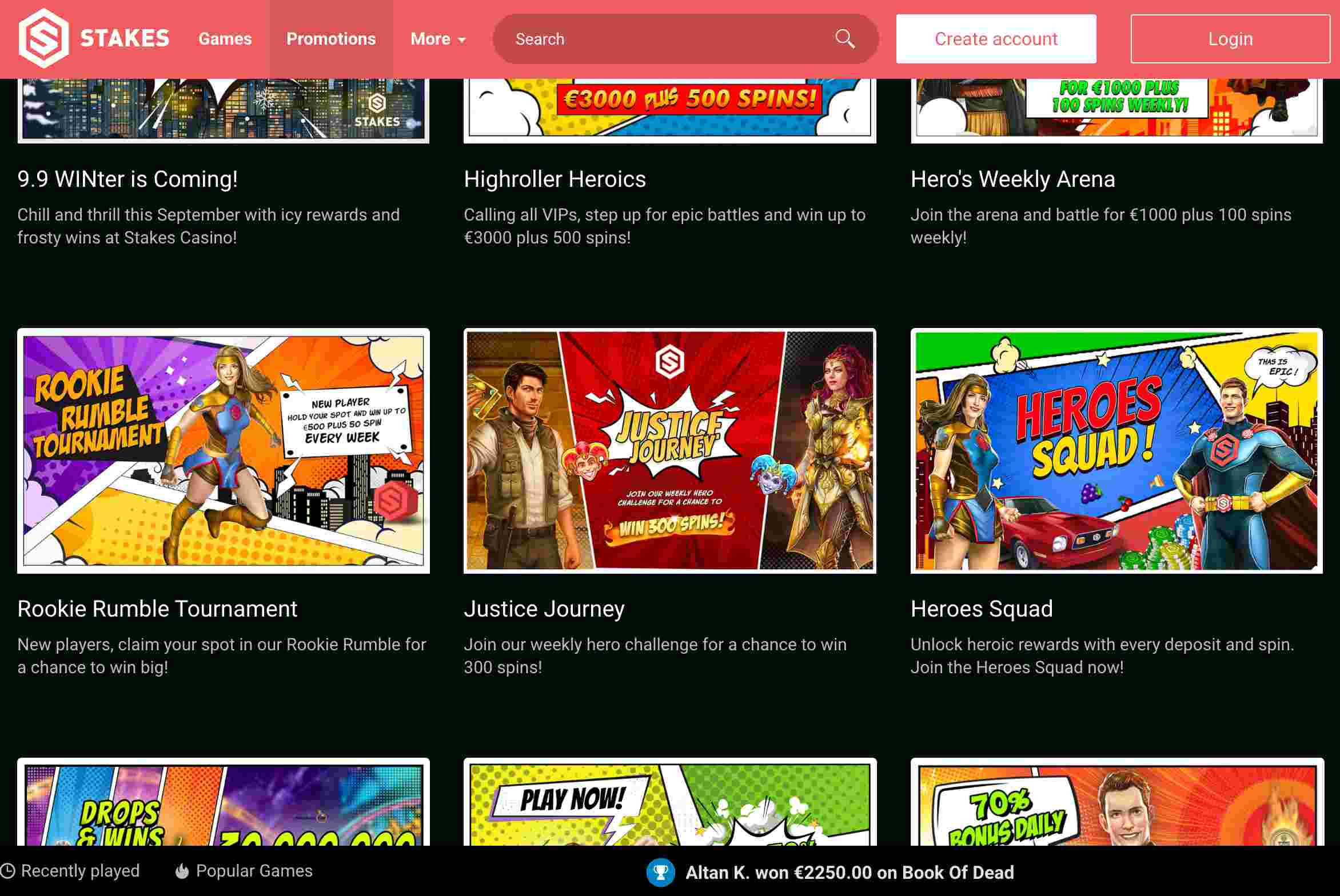 les promotions sur stakes casino ne sont pas rares