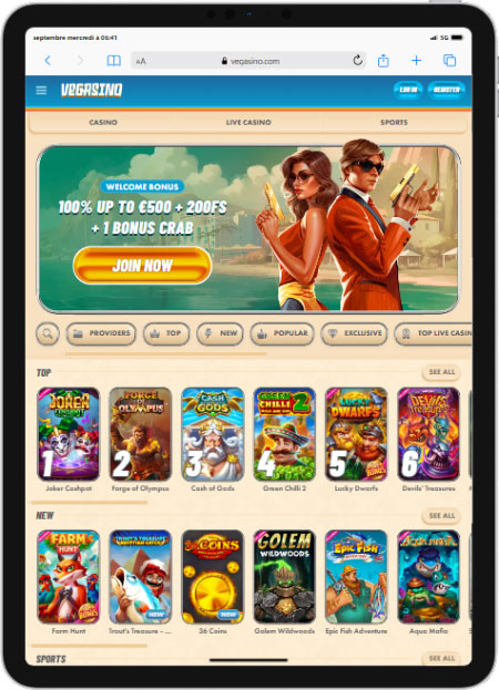 version mobile ipad vegasino