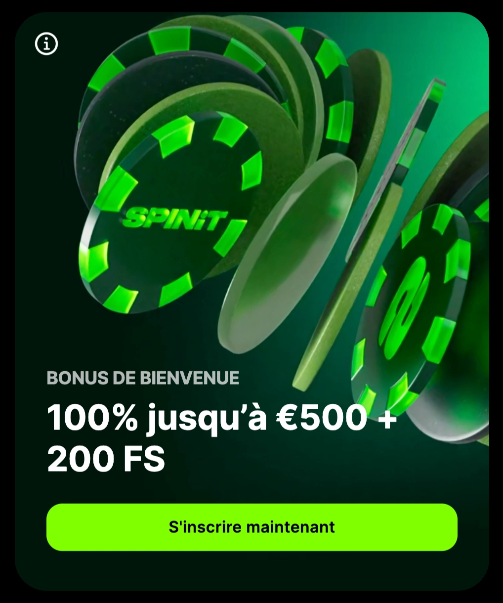 Bonus de bienvenue sur Spinit Casino