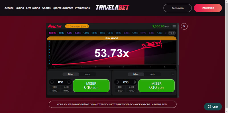 trivelabet casino aviator de spribe