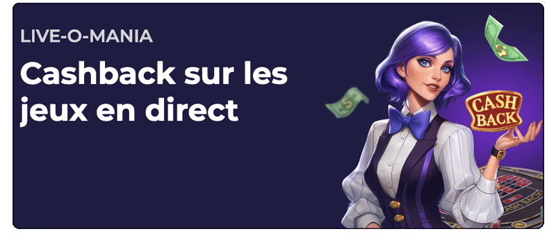 capture d'écran bonus cashback en direct lazybar casino