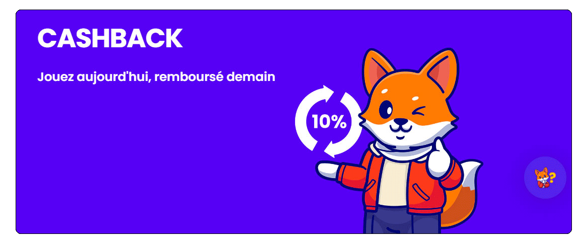 capture d'écran bonus cashback slott casino