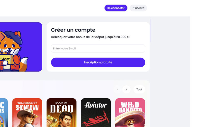 d'accueil slott casino