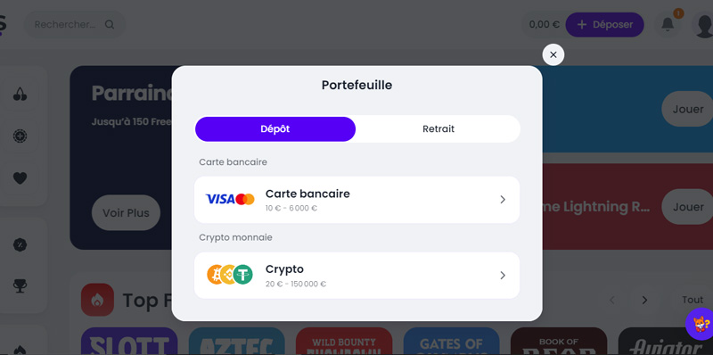 slott casino le menu dépôt