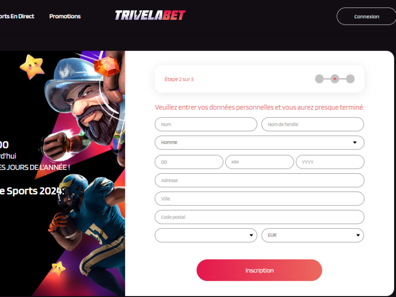 inscription étape 3 trivelabet