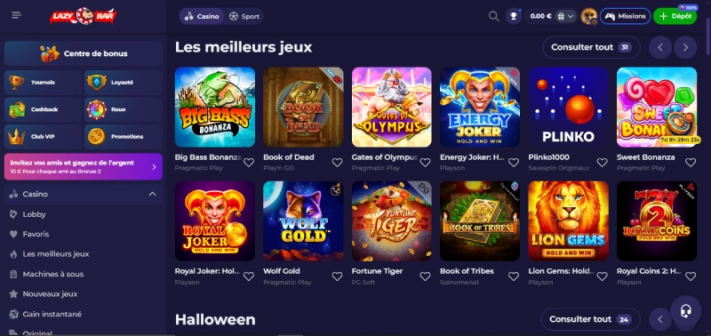 profitez d'une ludothèque riche de plus de 6 000 jeux lazy bar casino