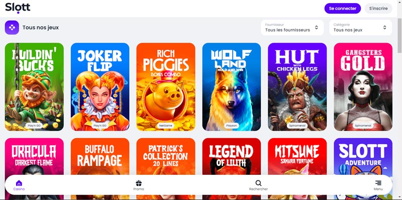 slott casino dispose d'une ludothèque bien fournie