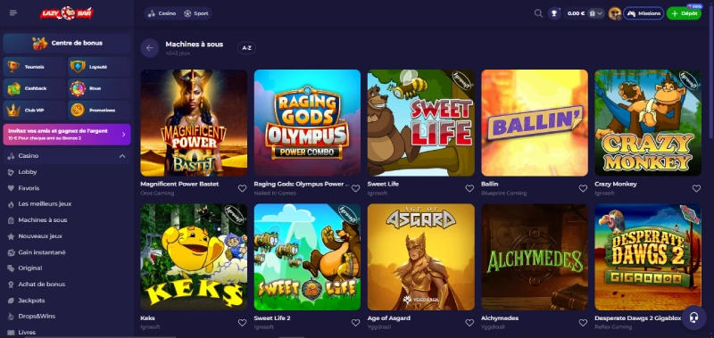 profitez d'une machines à sous riche de plus de 6 000 jeux lazy bar casino