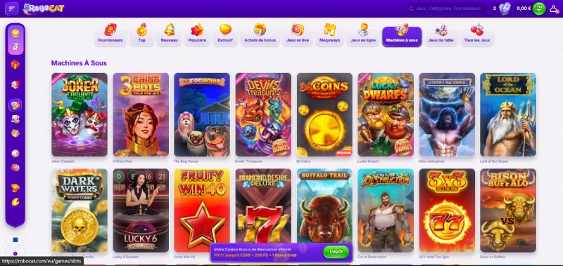 robocat casino des machines à sous riches en bonus et en fonctionalités