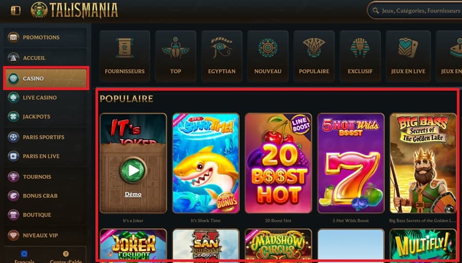 Jouer avec le code promo sur Talismania