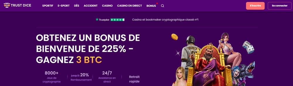 Bonus de bienvenue TrustDice