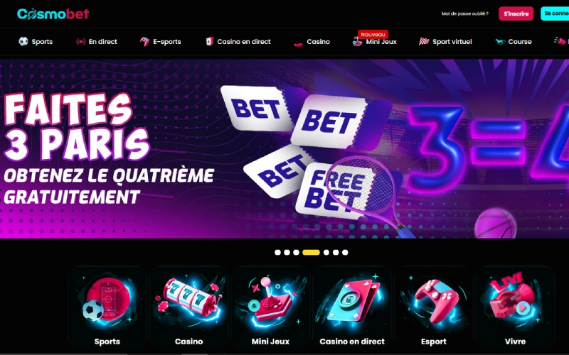 capture decran daccueil cosmobet