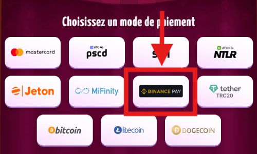dépôt avec Binance sur Joker8 étape 2