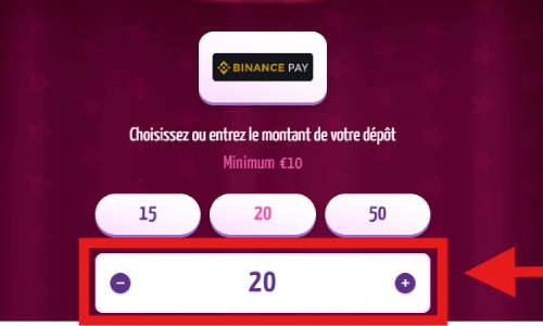 dépôt avec Binance sur Joker8 étape 3