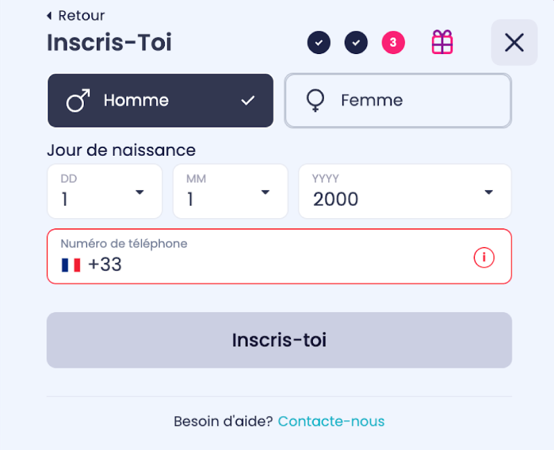 inscription étape 4 booms bet casino