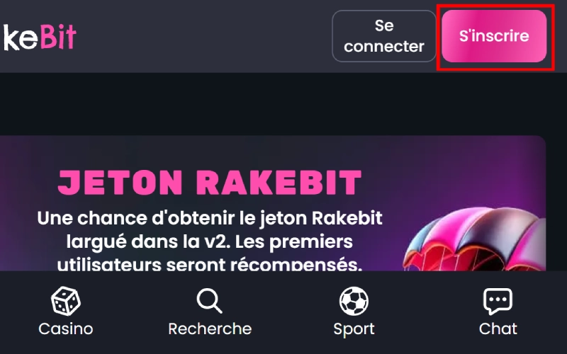 inscription étape 2 rakebit