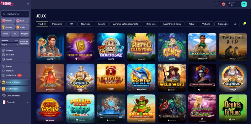 une vaste collection de jeux adaptés à tous les centres d'intérêts booms bet casino