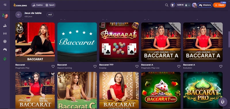 Capture d'écran des jeux de table sur Coolzino