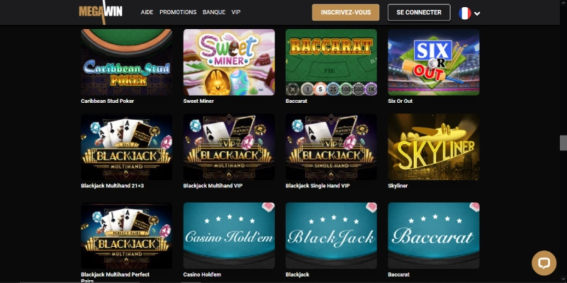 des jeux de table de qualité megawin casino