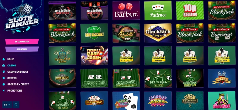 capture decran jeux de table slots hammer