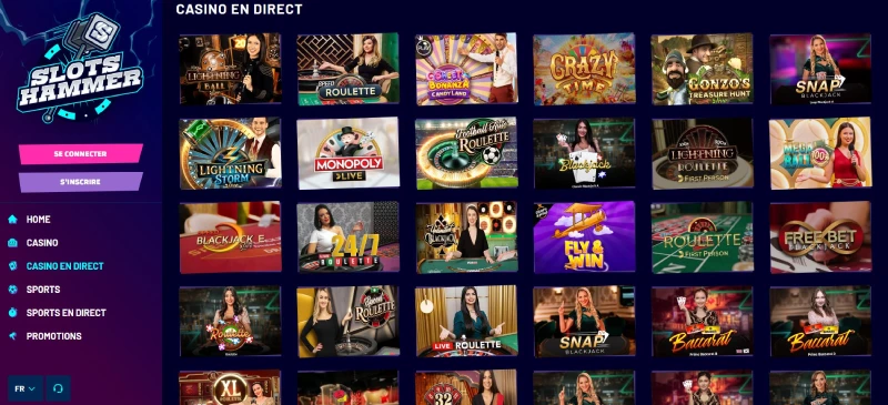 capture decran jeux live slots hammer