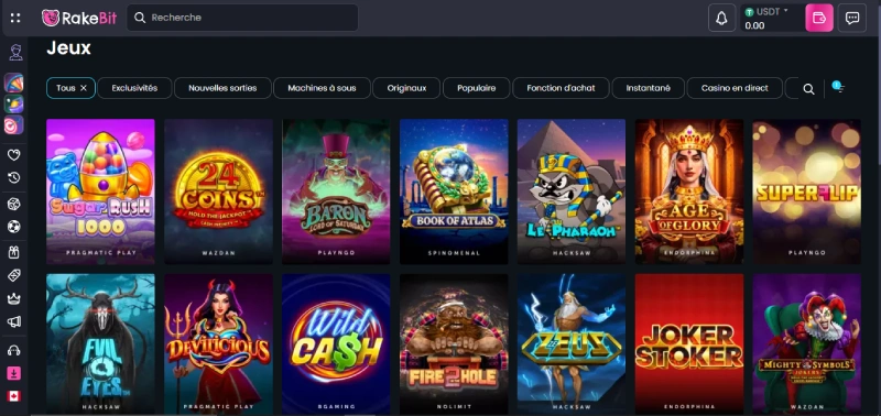 rakebit casino dispose d'une ludothÚque de qualité et diversifiée