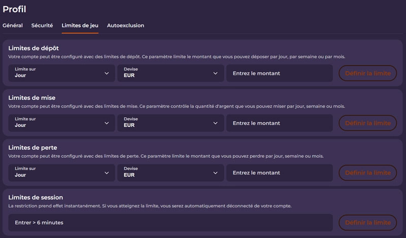 Capture d'écran de la partie Jeu Responsable sur Coolzino